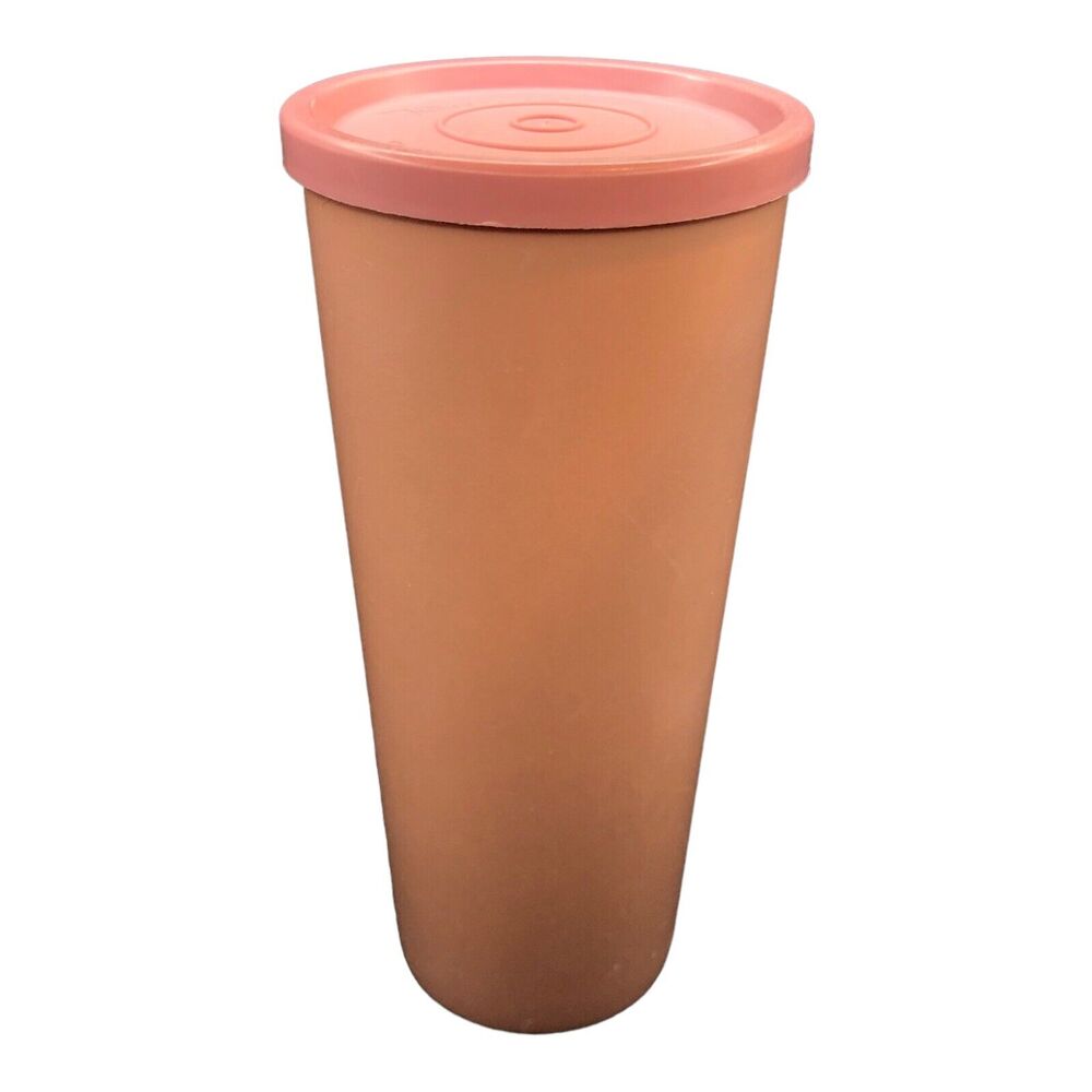VINTAGE Tupperware Tumbler Cup 16oz Dusty Rose Pink #107 w Lid #297 Single
